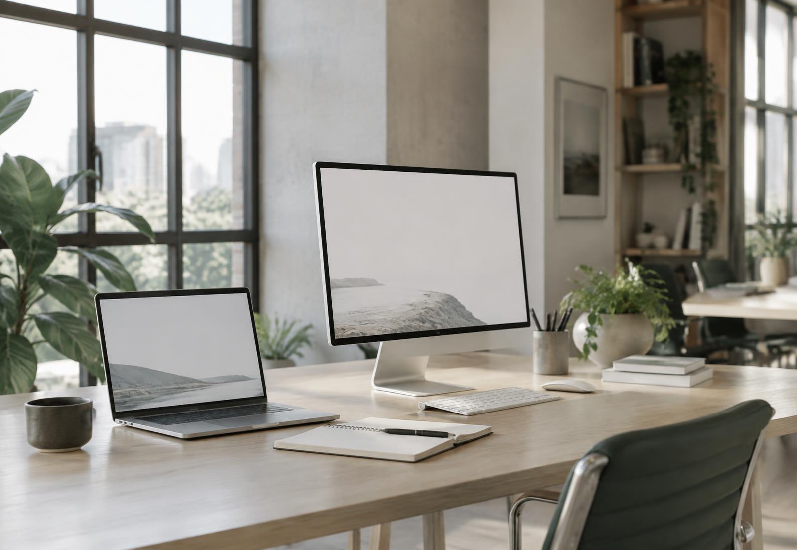 Premium business website displayed in a Los Angeles creative studio